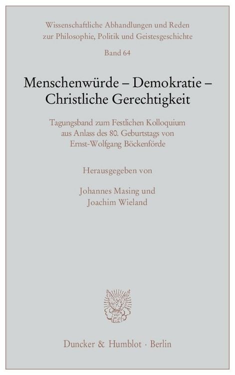 Produktbild: Menschenw&uuml;rde - Demokratie - Christliche Gerechtigkeit.