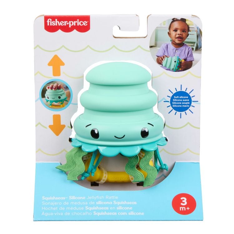 Produktbild: Fisher-Price Squishseas Silikon-Rasseln, Kollektion an Aktivit&auml;tsspielzeugen f&uuml;r Neugeborene, Stile k&ouml;nnen abweichen
