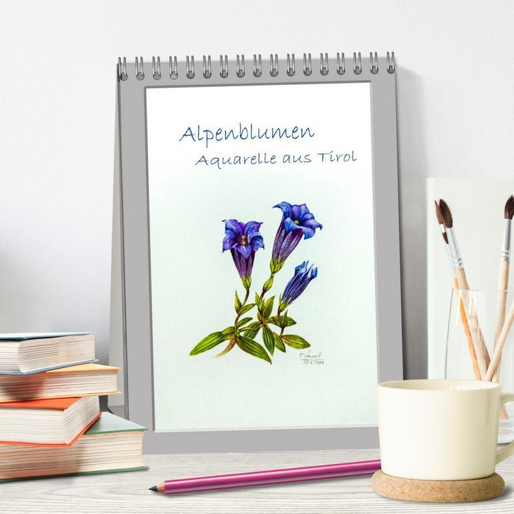 Produktbild: Alpenblumen Aquarelle aus Tirol (Tischkalender 2026 DIN A5 hoch), CALVENDO Monatskalender