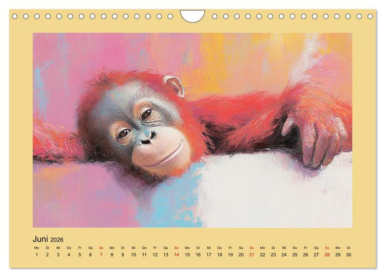 Produktbild: Majest&auml;tische Menschenaffen. Faszinierende Wesen in kunstvoller &Ouml;loptik (Wandkalender 2026 DIN A4 quer), CALVENDO Monatskalender