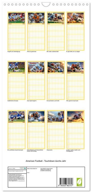 Produktbild: Familienplaner 2026 - American Football - Touchdown durchs Jahr mit 5 Spalten (Wandkalender, 21 x 45 cm) CALVENDO