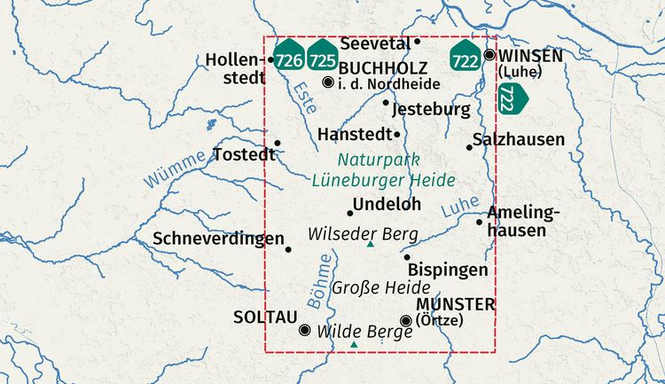 Produktbild: KOMPASS Wanderkarte 718 L&uuml;neburger Heide 1:50.000