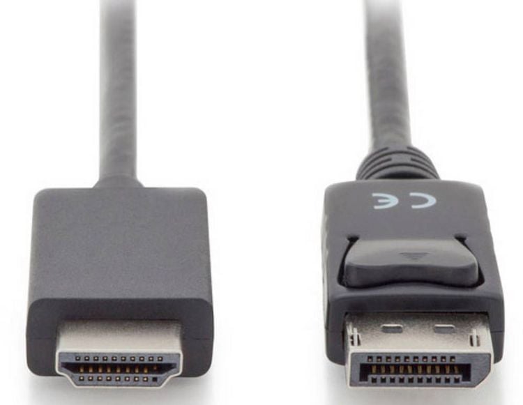 Produktbild: Digitus DisplayPort / HDMI Adapterkabel DisplayPort Stecker, HDMI-A Stecker 1.00 m Schwarz AK-340303-010-S dreifach geschirmt DisplayPort-Kabel