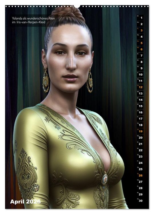Produktbild: Yolanda, eine junge Frau in zw&ouml;lf Rollen (hochwertiger Premium Wandkalender 2026 DIN A2 hoch), Kunstdruck in Hochglanz