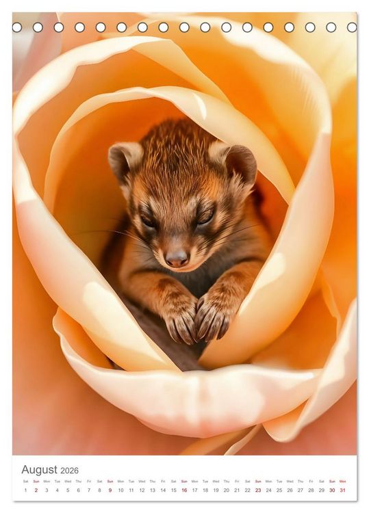 Produktbild: Forest babies asleep in flowers (Desk Calendar 2026 DIN A5 portrait), CALVENDO 12 Month DeskCalendar