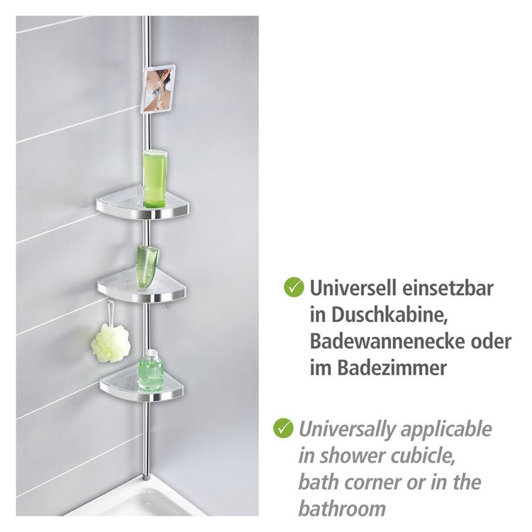 Produktbild: Teleskop Duschecke Premium gl&auml;nzend, mit 3 Ablagen und Spiegel