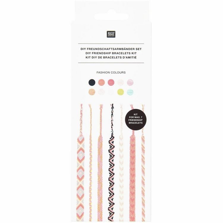 Produktbild: DIY Freundschaftsarmb&auml;nder Set, Fashion Colours, 10x8 m Stickgarn in 10 verschiedenen Farben, 100 % Baumwolle, Neon 100% Polyester