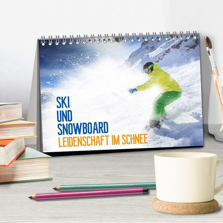 Produktbild: Ski und Snowboard - Leidenschaft im Schnee (Tischkalender 2026 DIN A5 quer), CALVENDO Monatskalender