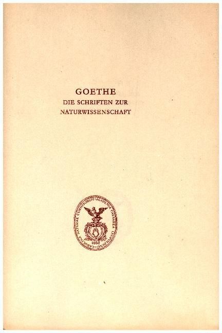 Produktbild: Goethe. Die Schriften zur Naturwissenschaft (Leopoldina)
