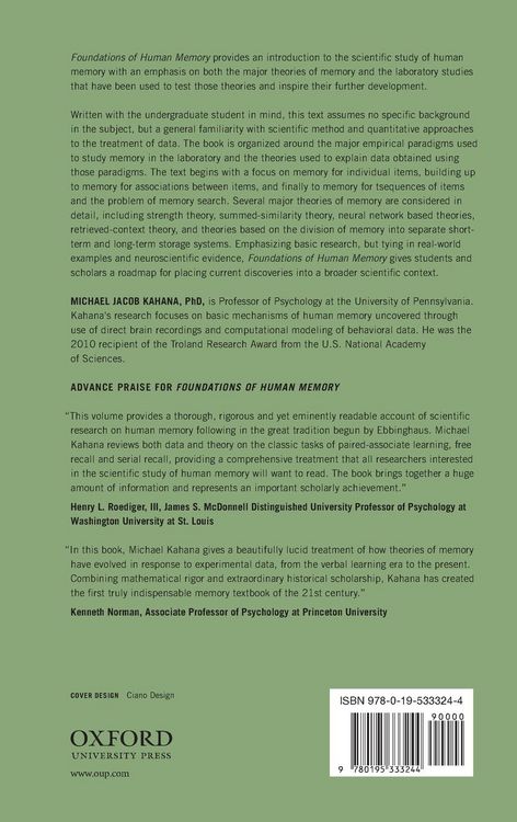 Produktbild: Foundations of Human Memory