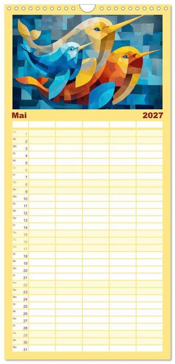 Produktbild: Familienplaner 2027 - Nordlicht in Facetten. Die Arktis in geometrischer Bildsprache mit 5 Spalten (Wandkalender, 21 x 45 cm) CALVENDO