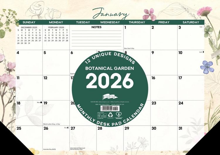Produktbild: Botanical Garden 2026 17 X 12 Small Monthly Deskpad