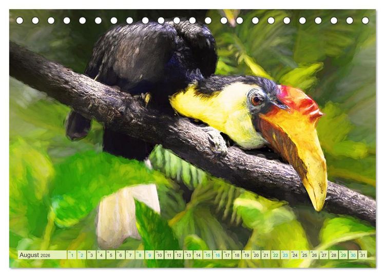 Produktbild: Hallo Dschungel - Artwork (Tischkalender 2026 DIN A5 quer), CALVENDO Monatskalender