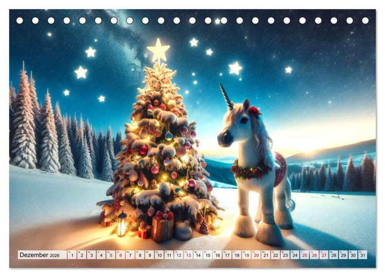 Produktbild: Mystische Einh&ouml;rner - Jahreszeiten im Einhornland (Tischkalender 2026 DIN A5 quer), CALVENDO Monatskalender