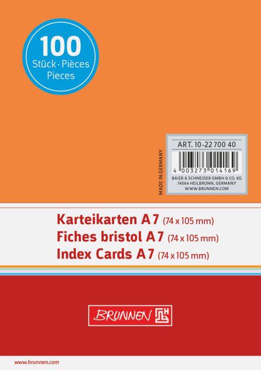 Produktbild: Brunnen Karteikarte A7 unlin or 100St