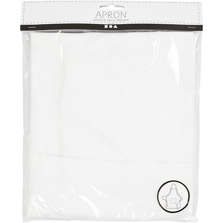 Produktbild: Creativ Company Sch&uuml;rze, L 84 cm, B 65 cm, Gr&ouml;&szlig;e M-XL cm, 210 g, Wei&szlig;, 1 Stk