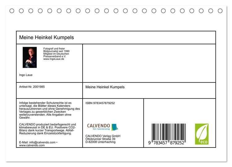 Produktbild: Meine Heinkel Kumpels (Tischkalender 2026 DIN A5 quer), CALVENDO Monatskalender