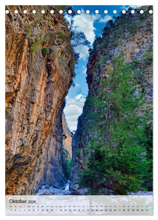 Produktbild: Naturerlebnis Samaria Schlucht auf Kreta (Tischkalender 2026 DIN A5 hoch), CALVENDO Monatskalender