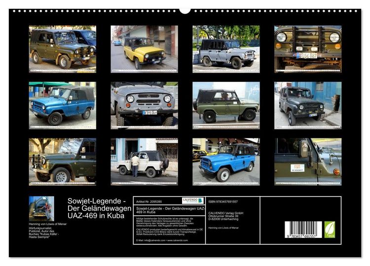 Produktbild: Sowjet-Legende - Der Gel&auml;ndewagen UAZ-469 in Kuba (hochwertiger Premium Wandkalender 2026 DIN A2 quer), Kunstdruck in Hochglanz