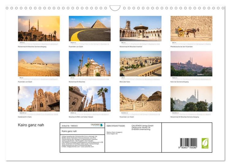 Produktbild: Kairo ganz nah (Wandkalender 2026 DIN A3 quer), CALVENDO Monatskalender