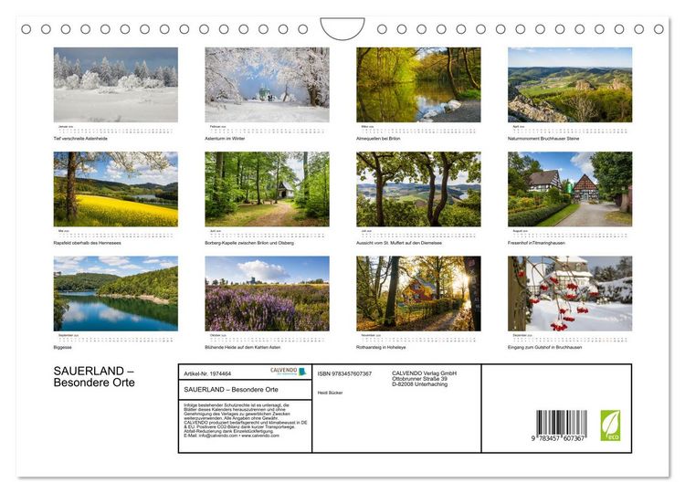 Produktbild: SAUERLAND &ndash; Besondere Orte (Wandkalender 2026 DIN A4 quer), CALVENDO Monatskalender