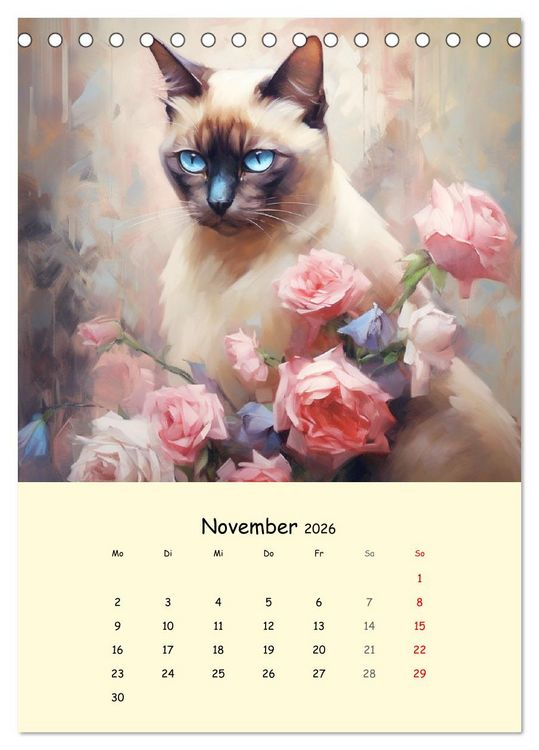 Produktbild: Liebliche Katzen. Anmut und W&uuml;rde mit Blumen (Tischkalender 2026 DIN A5 hoch), CALVENDO Monatskalender