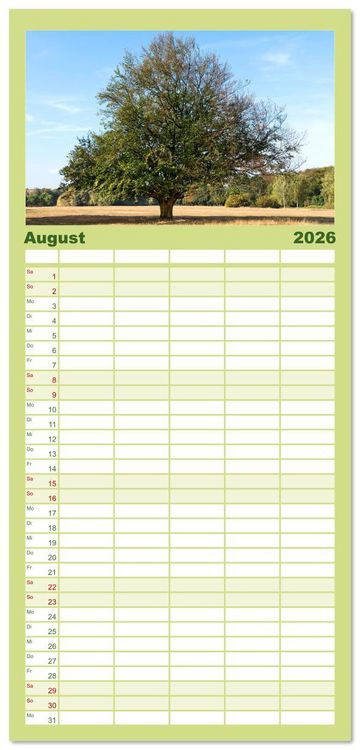 Produktbild: Familienplaner 2026 - Die Buche: 12 Baumportr&auml;ts mit 5 Spalten (Wandkalender, 21 x 45 cm) CALVENDO