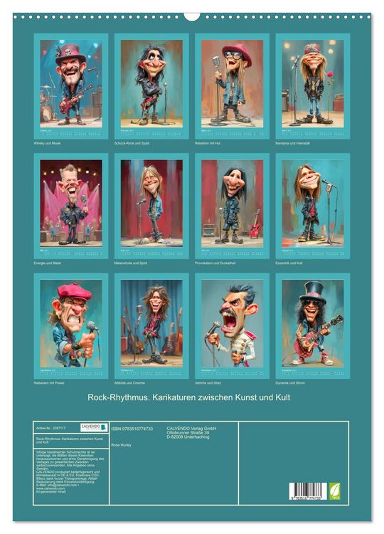 Produktbild: Rock-Rhythmus. Karikaturen zwischen Kunst und Kult (Wandkalender 2027 DIN A2 hoch), CALVENDO Monatskalender