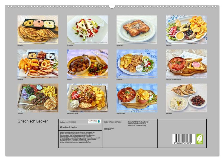 Produktbild: Griechisch Lecker (hochwertiger Premium Wandkalender 2026 DIN A2 quer), Kunstdruck in Hochglanz
