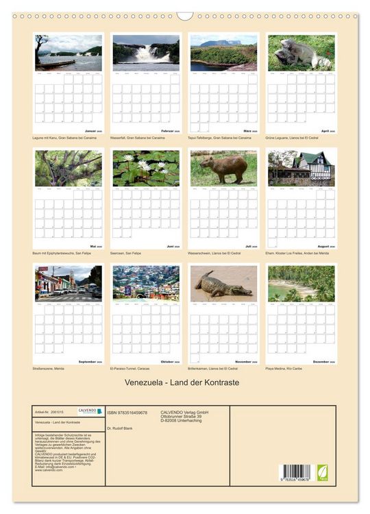 Produktbild: Venezuela - Land der Kontraste (Wandkalender 2026 DIN A2 hoch), CALVENDO Monatskalender