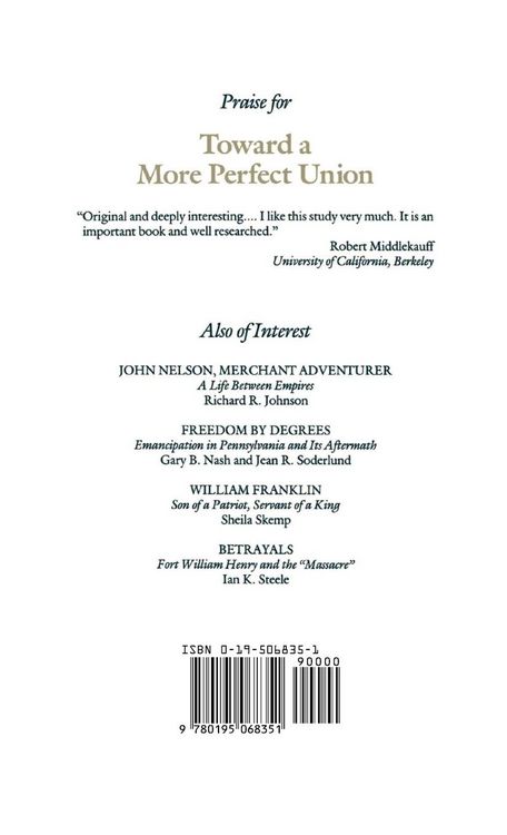 Produktbild: Toward a More Perfect Union