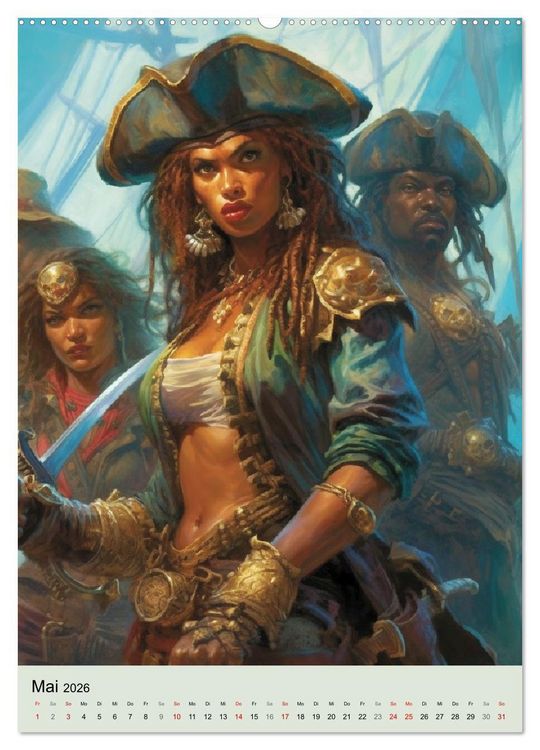 Produktbild: Piraten-Fantasy. Wilde Seer&auml;uber-Romantik im Mittelalter (hochwertiger Premium Wandkalender 2026 DIN A2 hoch), Kunstdruck in Hochglanz