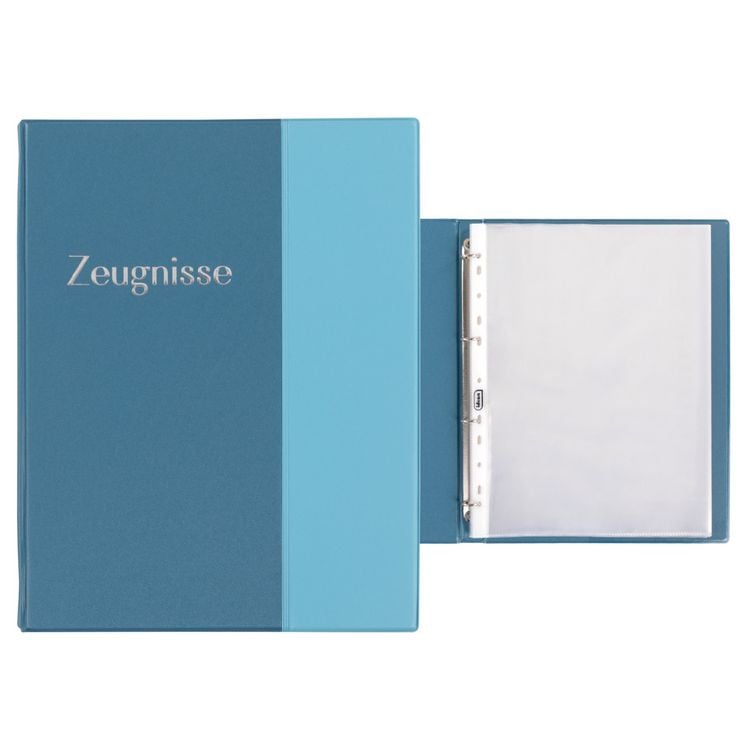 Produktbild: Idena Zeugnismappe Ringbuch mit 10 Klarsichth&uuml;llen 100&micro; pastell blau DIN A4