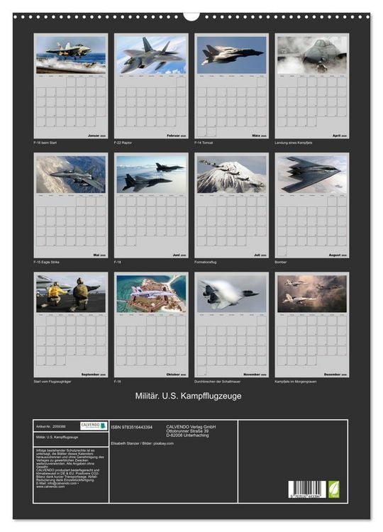 Produktbild: Milit&auml;r. U.S. Kampfflugzeuge (Wandkalender 2026 DIN A2 hoch), CALVENDO Monatskalender