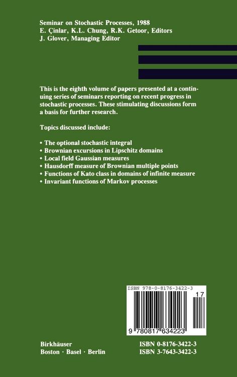 Produktbild: Seminar on Stochastic Processes, 1988