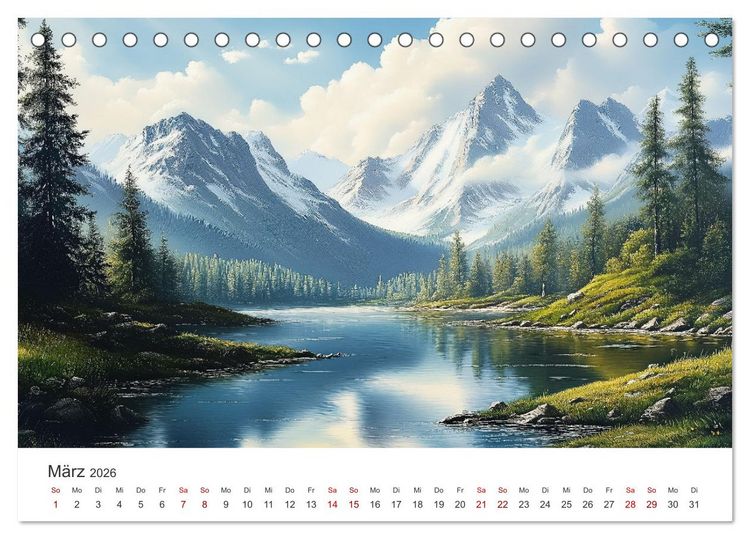 Produktbild: KI-Landschaften - Malerisch durch das Jahr (Tischkalender 2026 DIN A5 quer), CALVENDO Monatskalender