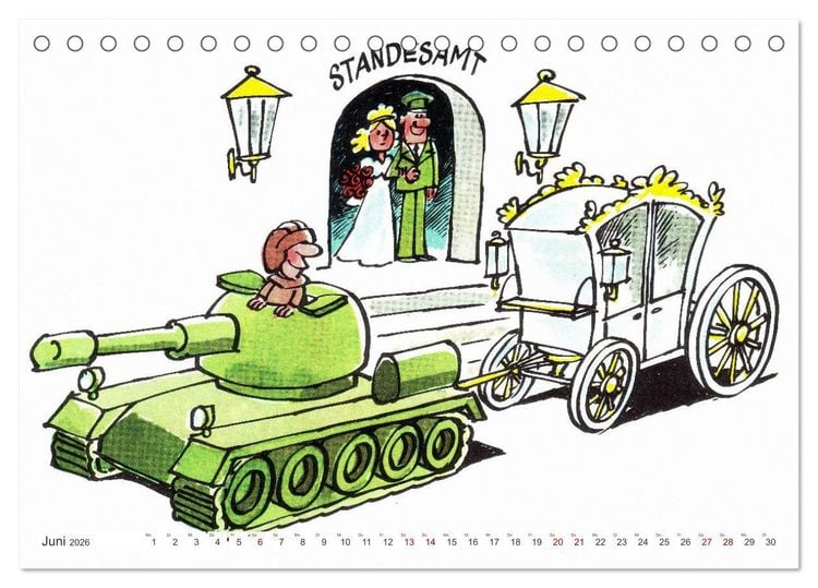 Produktbild: Da lachte die NVA - Karikaturen aus der DDR (Tischkalender 2026 DIN A5 quer), CALVENDO Monatskalender