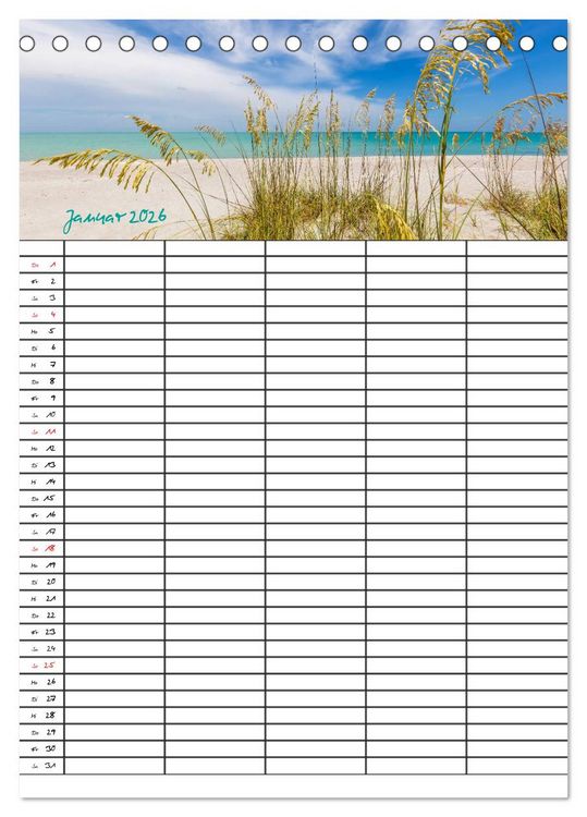 Produktbild: Idyllisches Florida / Familienplaner (Tischkalender 2026 DIN A5 hoch), CALVENDO Monatskalender