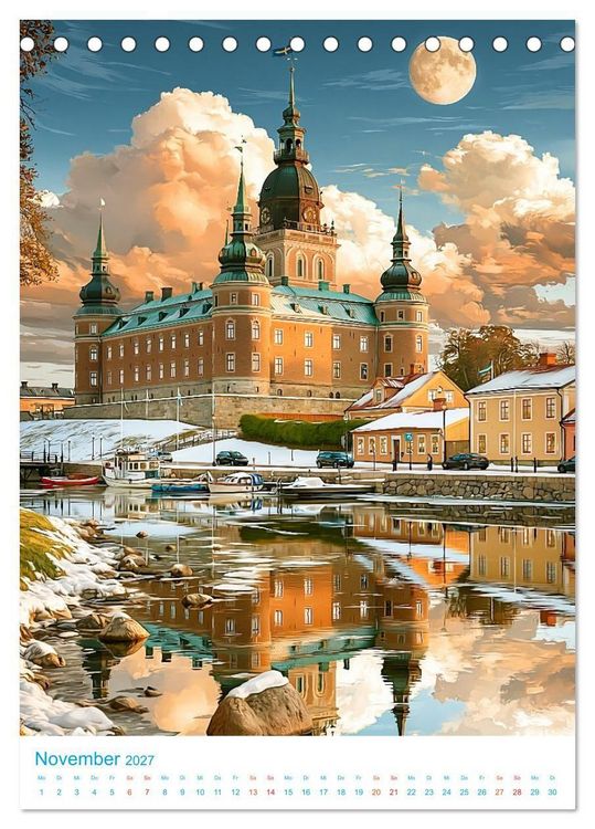 Produktbild: Schweden - Old School Poster Style (Tischkalender 2027 DIN A5 hoch), CALVENDO Monatskalender