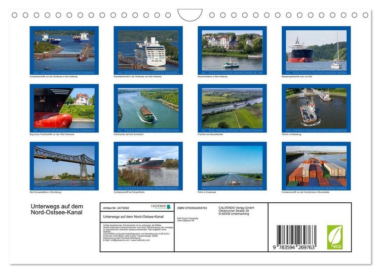 Produktbild: Unterwegs auf dem Nord-Ostsee-Kanal (Wandkalender 2027 DIN A4 quer), CALVENDO Monatskalender
