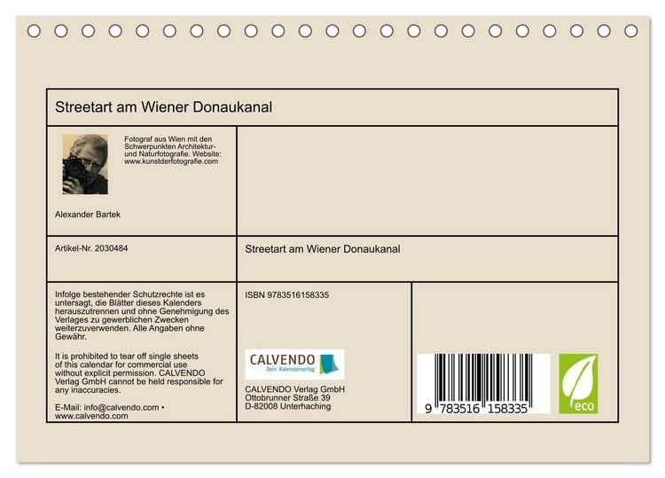 Produktbild: Streetart am Wiener Donaukanal (Tischkalender 2026 DIN A5 quer), CALVENDO Monatskalender