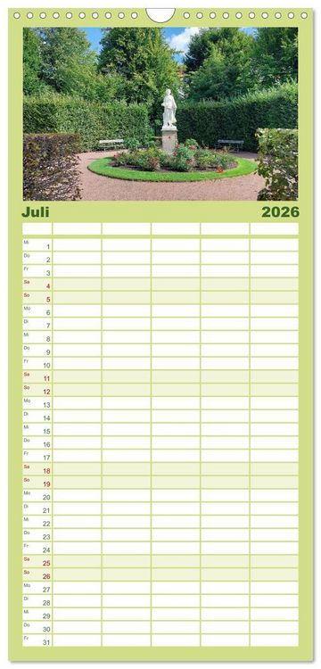 Produktbild: Familienplaner 2026 - Moritzburg, Weesenstein, Muskau - Drei sch&ouml;ne s&auml;chsische Schl&ouml;sser mit 5 Spalten (Wandkalender, 21 x 45 cm) CALVENDO