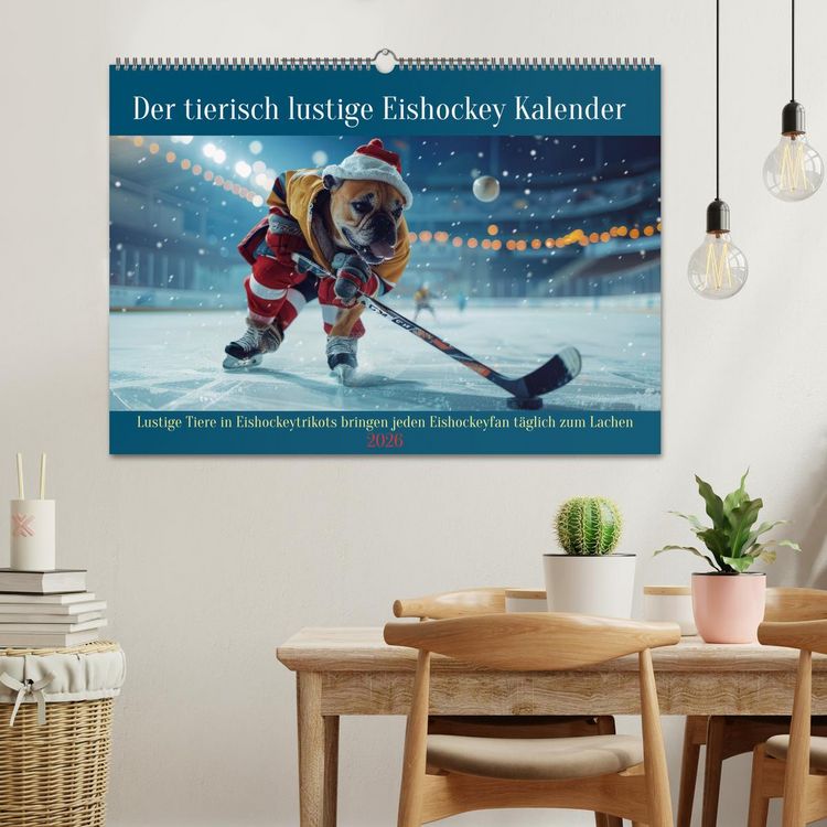 Produktbild: Der tierisch lustige Eishockey Kalender (Wandkalender 2026 DIN A2 quer), CALVENDO Monatskalender