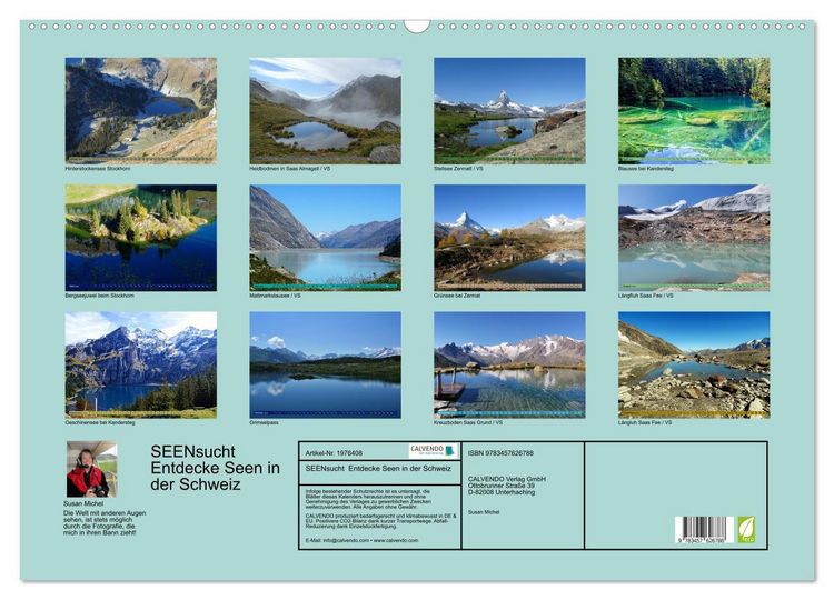 Produktbild: SEENsucht Entdecke Seen in der Schweiz (Wandkalender 2026 DIN A2 quer), CALVENDO Monatskalender