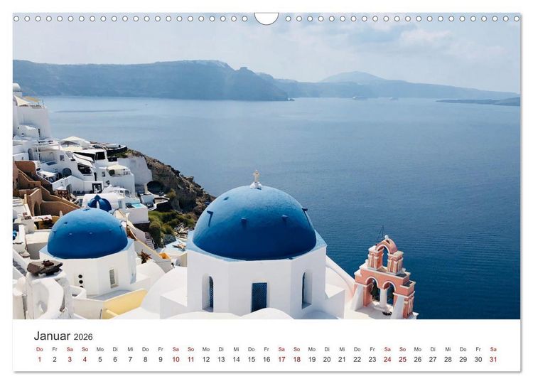 Produktbild: Santorin - Insel der wei&szlig;en H&auml;user (Wandkalender 2026 DIN A3 quer), CALVENDO Monatskalender