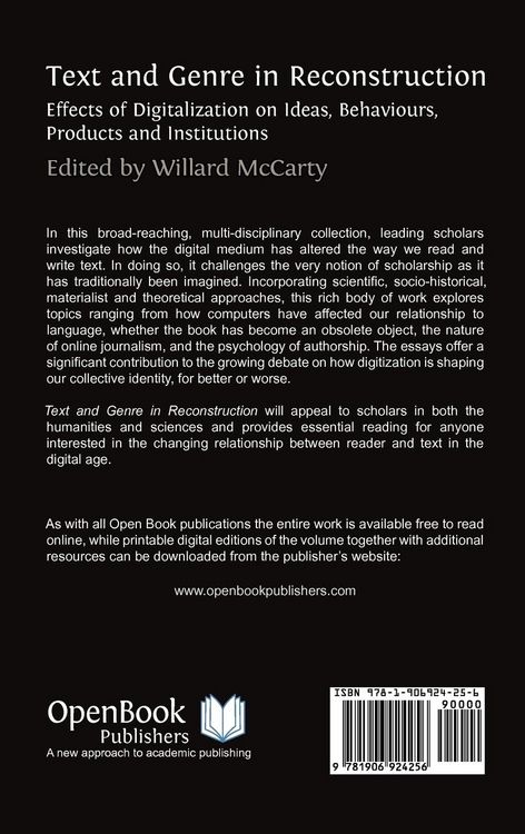 Produktbild: Text and Genre in Reconstruction