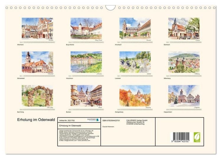 Produktbild: Erholung im Odenwald (Wandkalender 2027 DIN A3 quer), CALVENDO Monatskalender