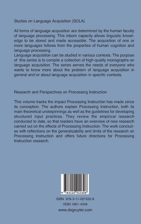Produktbild: Research and Perspectives on Processing Instruction