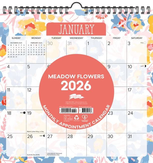 Produktbild: Meadow Flowers 2026 12 X 12 Spiral Wall Calendar