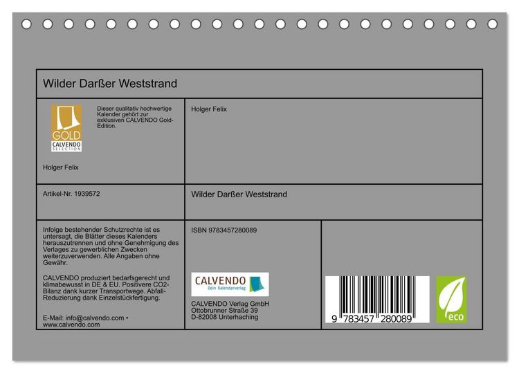 Produktbild: Wilder Dar&szlig;er Weststrand (Tischkalender 2026 DIN A5 quer), CALVENDO Monatskalender